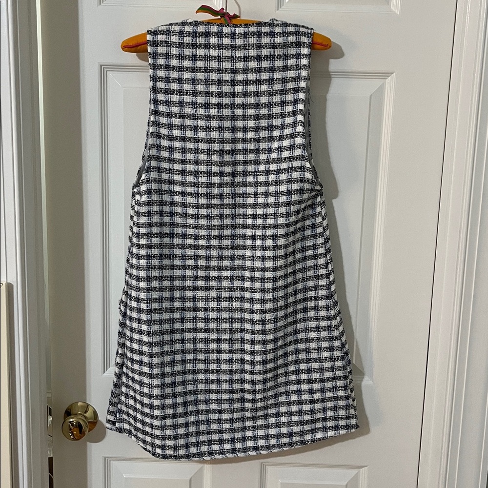 Zara Tweed Plaid Mini Dress in Blue/Black/White Size XS - Picture 5 of 7